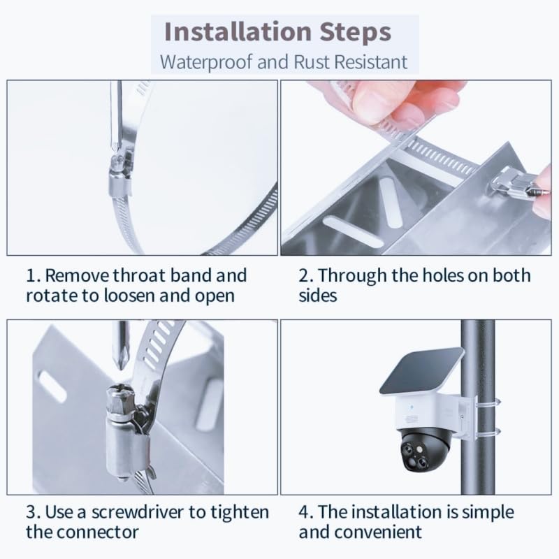CTXSumTec Stainless Steel Corner Mount for SoloCam S340 | Rust-Proof Exterior Pole Column Wall Bracket for PTZ & Solar Security Cameras | 90° Angle