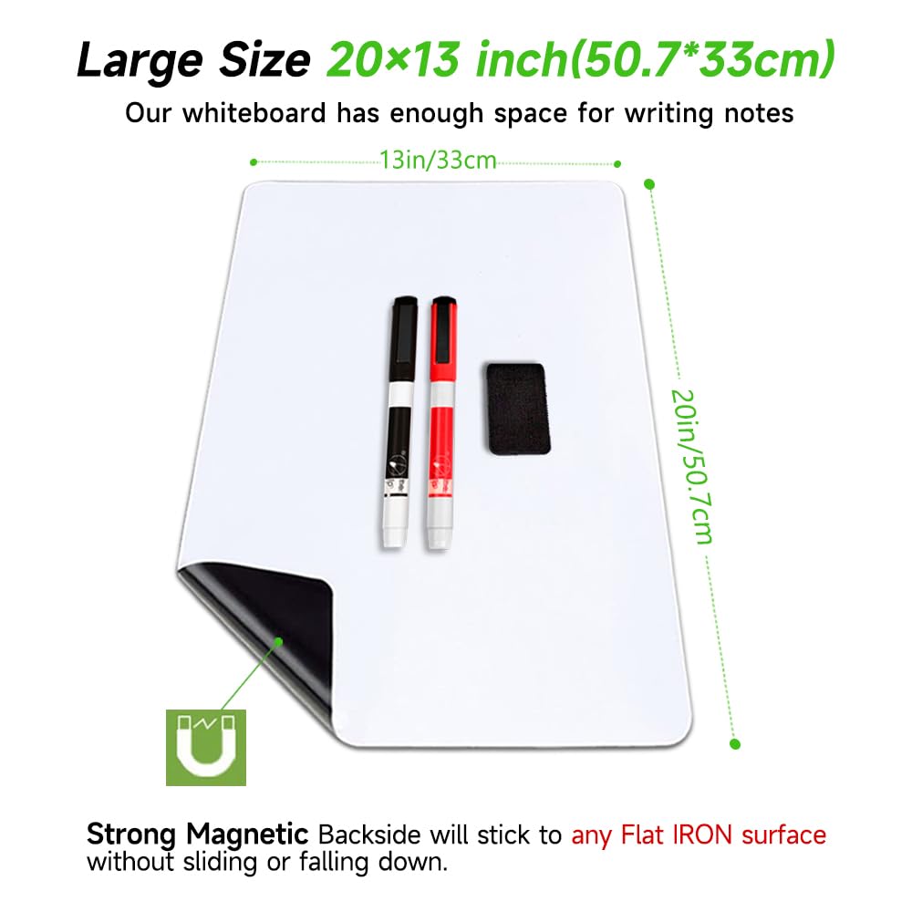 ANLIOTE Magnetic Dry Erase Board Fridge Whiteboard Sheet 20"x13"