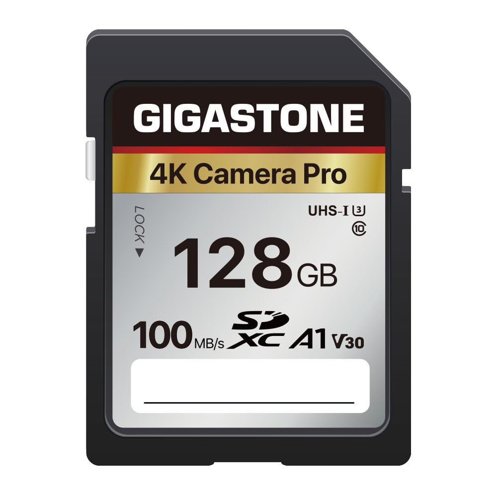 ?5-Years Data Recovery?GIGASTONE 128GB SD Card, 4K Camera Pro, A1 V30 SDXC Memory Card 4K UHD Video Compatible with Canon Digital Camera, with 1 Mini