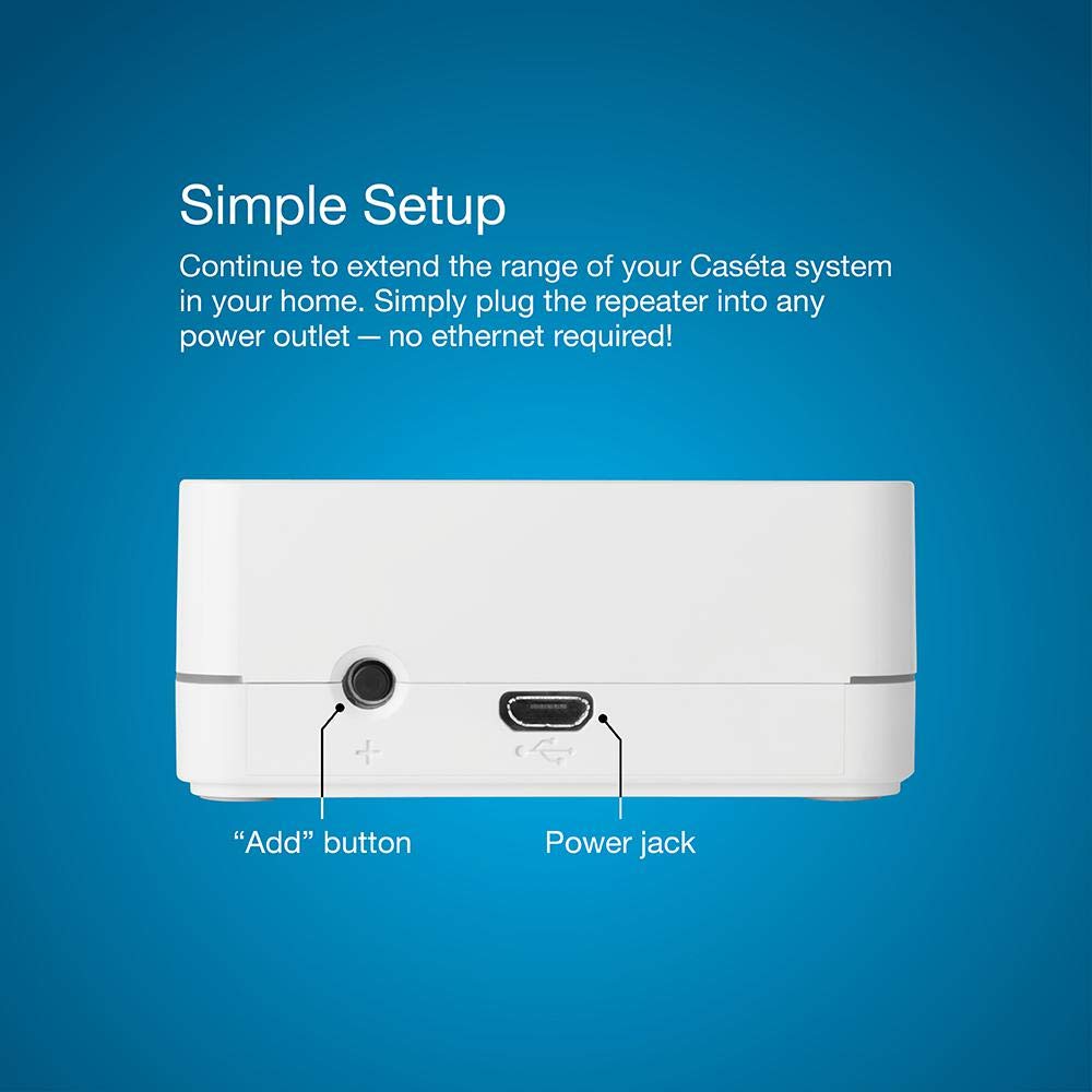 Lutron Caseta Smart Lighting Smart Hub Repeater, Expands The Range of Caseta Up to 60 Feet, Works w/ Alexa, Apple Homekit, Google Home, PD-REP-WH