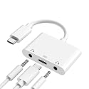 SkySmile USB C to 3.5mm Audio Adapter, Aux Headphone Jack Splitter with Fast Charging Port, Type-C to Dual Earphone Converter
