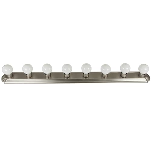 Sunlite 45300 Art Deco Style Brushed Nickel Vanity Light Fixture, 48-Inch, 8 Medium Base Sockets (Bulbs Not Included), Dimmable, UL Listed, Bathroom