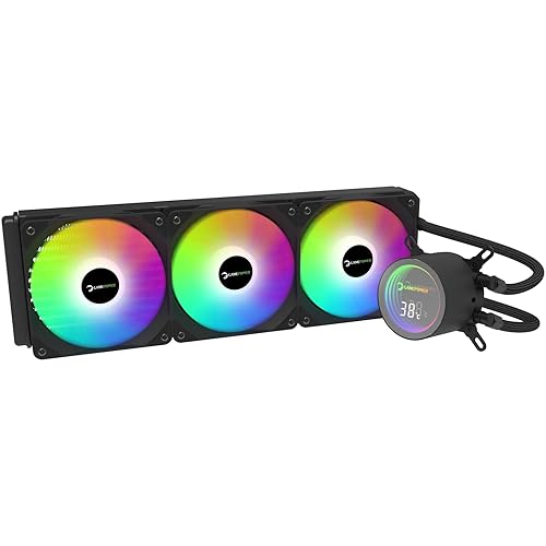 Gamepower Skadi Infinity 360 AIO CPU Liquid Cooler, ARGB Pump with Real Time Temp, 360mm Radiator with 3X PWM HDB Fans, 13.5 W/mK Thermal Paste