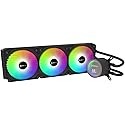 Gamepower Skadi Infinity 360 AIO CPU Liquid Cooler, ARGB Pump with Real Time Temp, 360mm Radiator with 3X PWM HDB Fans, 13.5 W/mK Thermal Paste