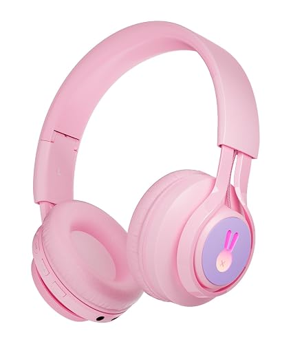 Goberistmal LED Bunny Kids Bluetooth Headphones, Lightweight Wireless & Wired Headphones for Kids, 85dB Volume Limited, Over-Ear Toddler Headsets