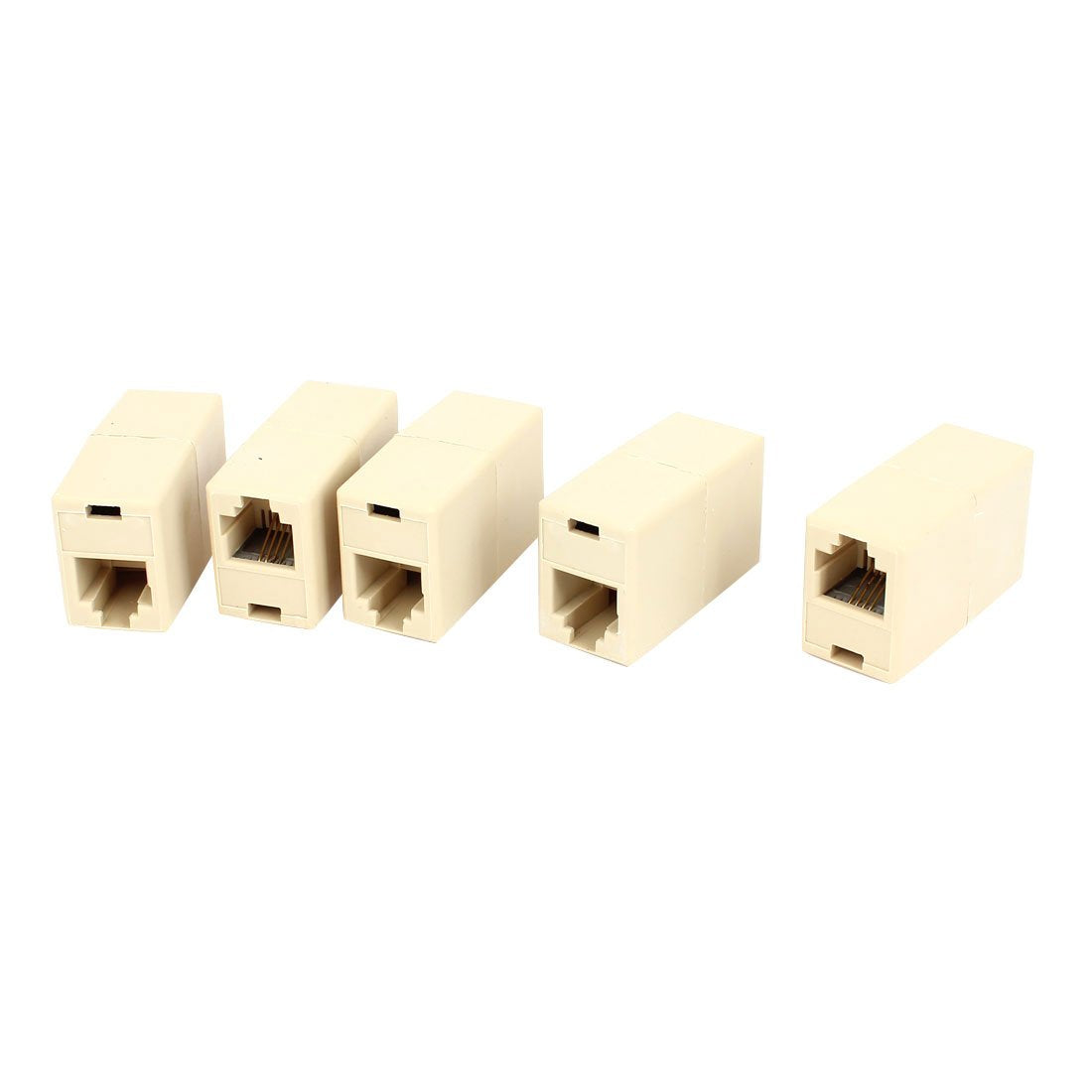 uxcell 5 Pcs Beige Plastic RJ11 6P4C F/F Telephone Cable Inline Connector