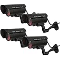 Yuarisx Dummy Security Camera Bullet Fake CCTV Surveillance System Indoor Outdoor with Realistic Simulated LEDs Flashing Lights and Warning Sticker