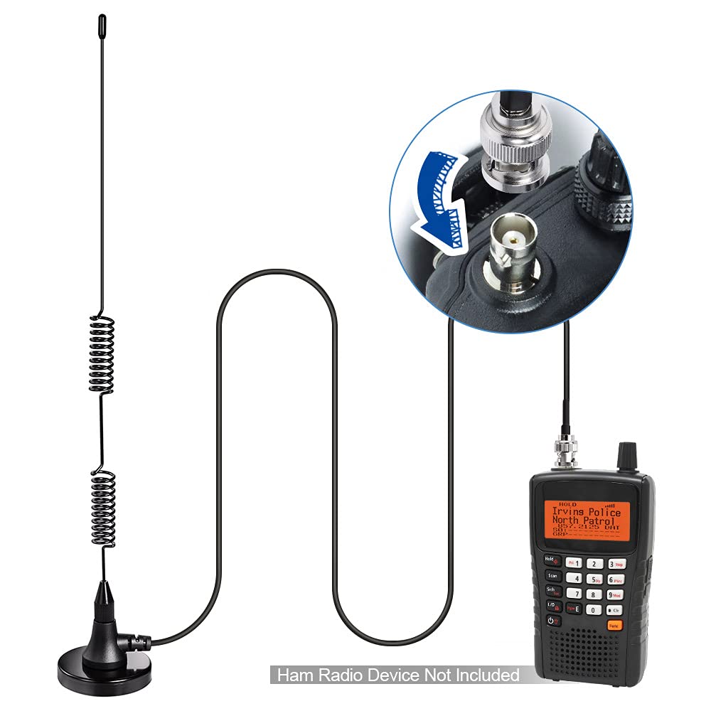 Bingfu 20-1300MHz Police Scanner Antenna Magnetic Base HF VHF UHF Two Way Ham Radio BNC Male Antenna Compatible with Uniden Bearcat Whistler Radio