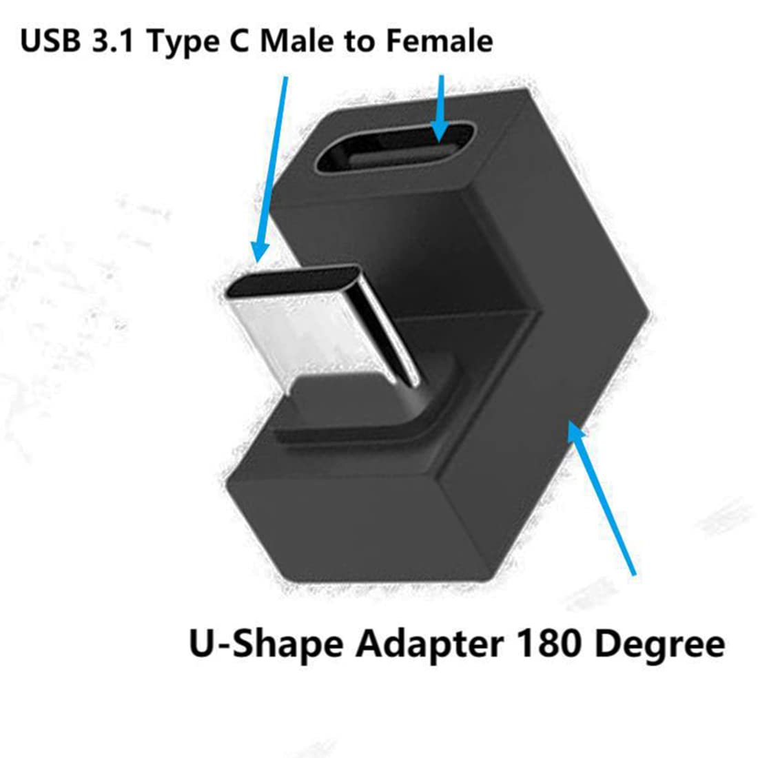 SHANFEILU USB C U-Shape Adapter 180 Degree USB 3.1 Type C Male to Female U-Shape Charging Connector Adapter 4K60Hz 10Gbps for Laptop,Tablet,USB-C…