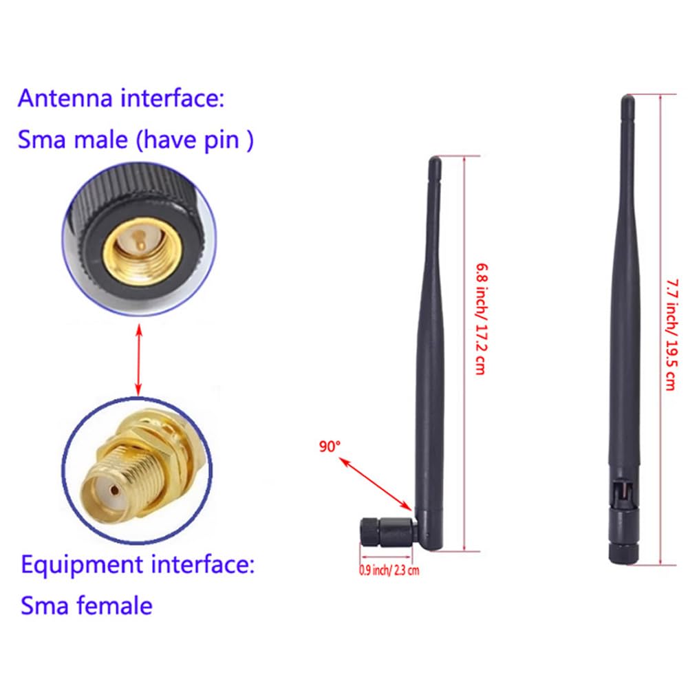 CENXIFJUDZ Replacement 2.4Ghz PS4 WiFi Bluetooth Antenna 2.4G 6dbi Wireless Router Omni Aerial with SMA Male Connector with SMA Female to UFL. iPx