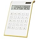 Gold Calculator, 10 Digits Solar Battery Basic, Dual Powered Desktop Calculator, Tilted LCD Display, Inclined Design Slim by Sportsvoutdoors (White