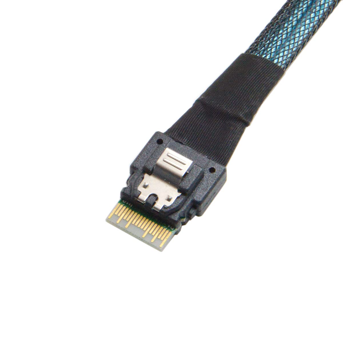 cablecc Slim Line SAS 4.0 SFF-8654 4i 38pin Host to 4 SATA 7pin Target Hard Disk Fanout Raid Cable 50cm
