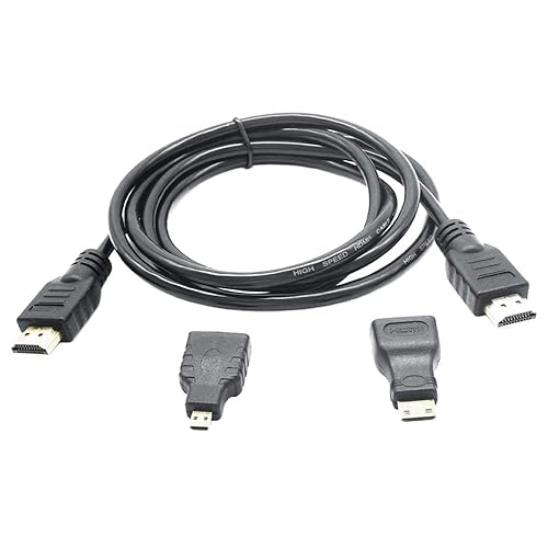 CamDesign 1.5M (5FT) 3-in-1 High Speed HDMI to Mini/Micro HDMI Gold-Plated Adapter Converter Cable Kit Compatible with HDTV/Tablet/PC/Computer/Xbox
