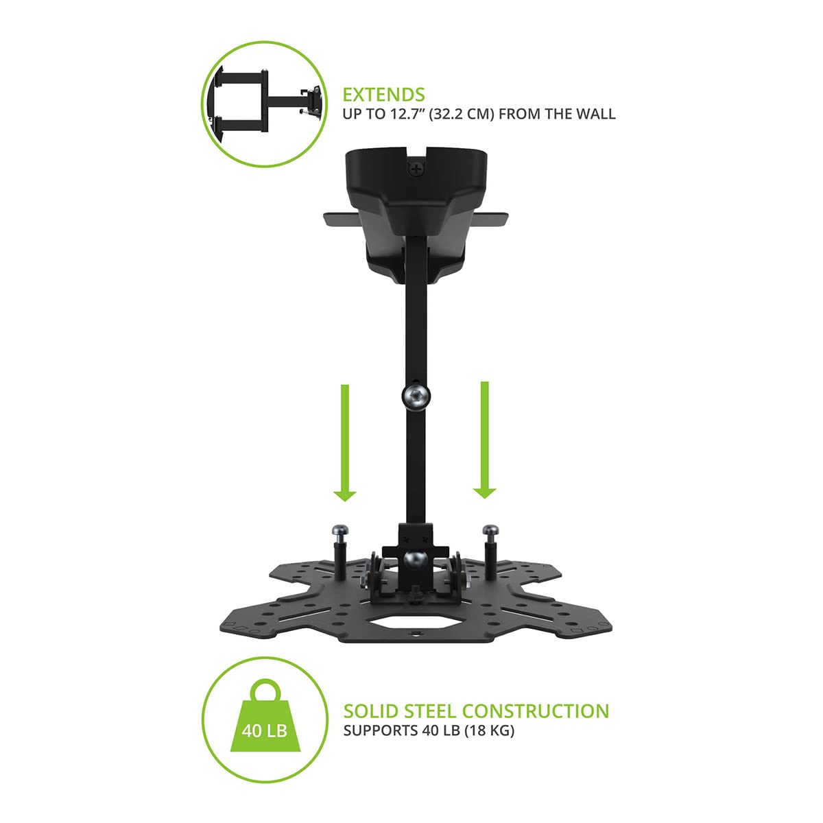 Kanto RV250G Full Motion TV Wall Mount | Includes 2 Wallplates | Galvanized to Prevent Rust | Locking Arm for RVs and Boats | Supports 26" - 42" TVs