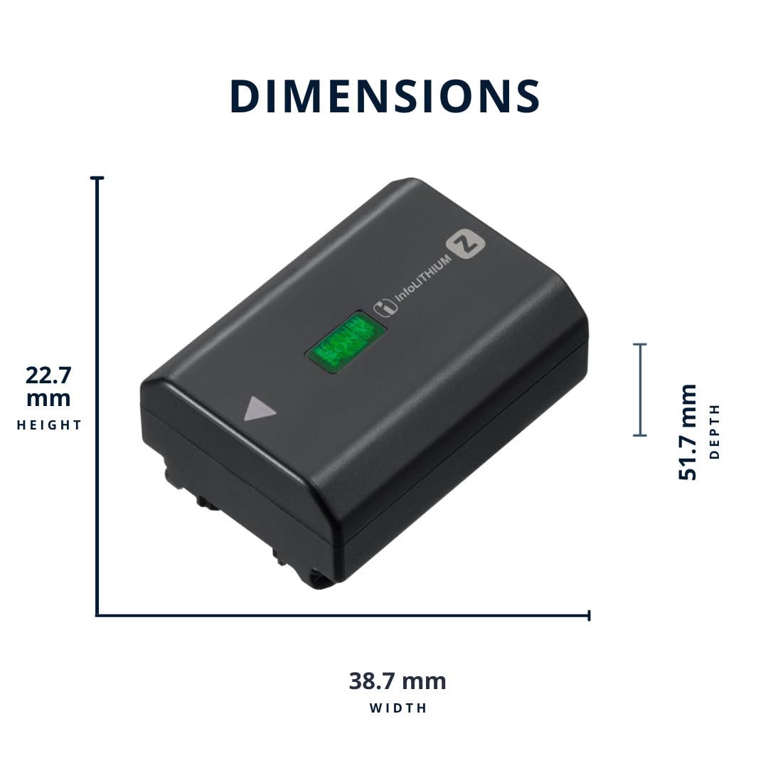 Sony NP-FZ100 Z-Series Rechargeable Camera Battery with 2280mAh High-Capacity Alpha Cameras A7 III, A7 IV, A7R III/IV/V, A7S III, A9/II/III, A1