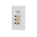 Monoprice Recessed HDMI Wall Plate, with 1 HDMI F/F Adapter & 6 RCA Connector, Gold Plated White
