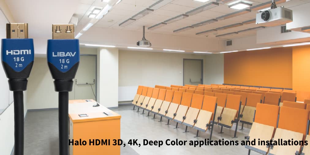 Liberty Halo 18G Commercial Grade in-Wall Rated Series High Speed HDMI⢠with Ethernet Cables Supports 4K60 4:4:4, eARC, All HDCP Levels 8 Meter.