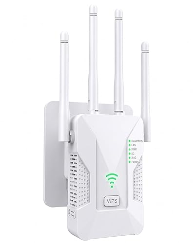 2026 WiFi Extender Signal Booster, 1200Mbps Dual Band 5GHz&2.4GHz Internet Booster, Up to 15000 Sq.Ft Coverage, 3-in-1 WiFi Repeater with 2 Ethernet