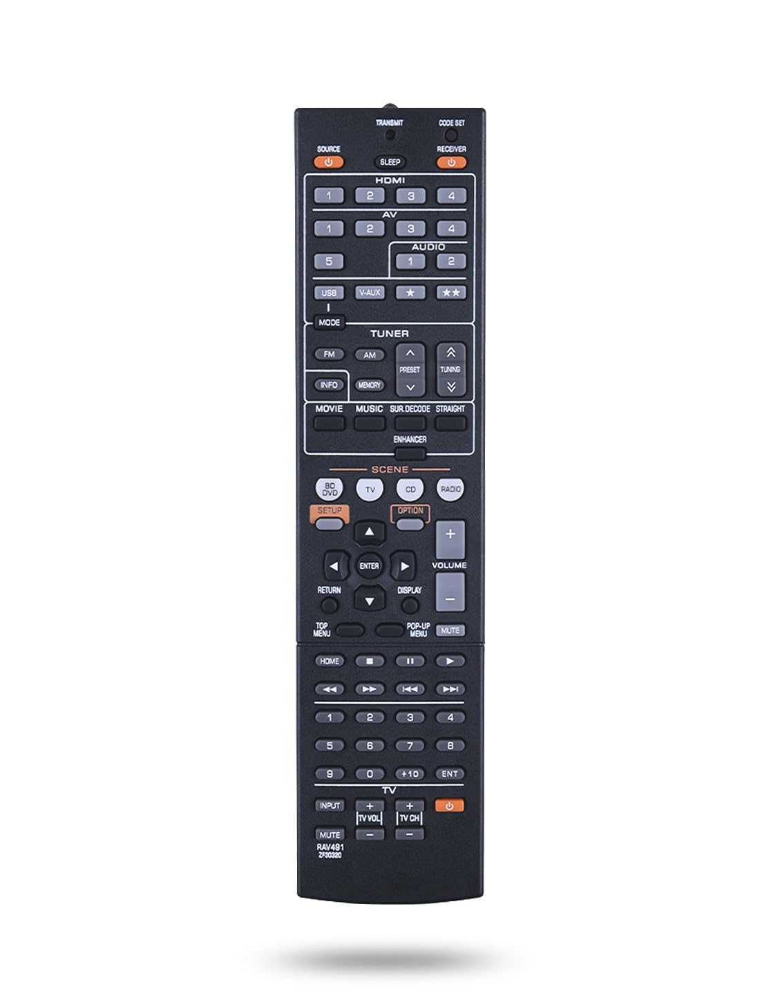 Replacement Remote Control RAV491 ZF30320 Fit for Yamaha YHT-399U HTR-5063 RAV293 RAV331 RAV334 RX-V467 RX-V367 RX-V371 AV A/V Receiver