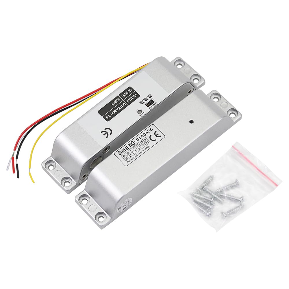 LIBO Smart Home Electric Drop Bolt Lock DC 12V Fail Safe NC Mode Electronic Door Lock for Access Control Security System with Time Delay