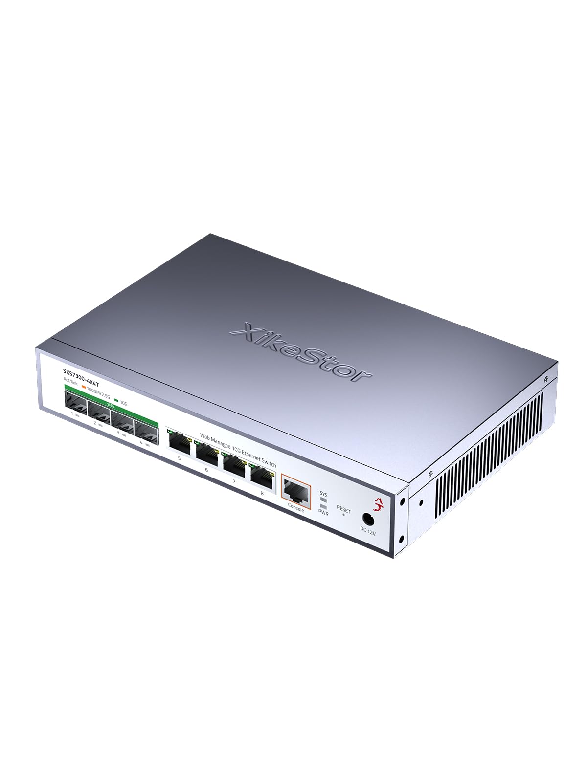L2 Managed 8 Port 10G Ethernet Switch, 10Gb Network Switch with 4X RJ45 & 4X SFP+ Ports, Support VLAN/LACP/IGMP/QoS/STP, Built-in Smart Fan