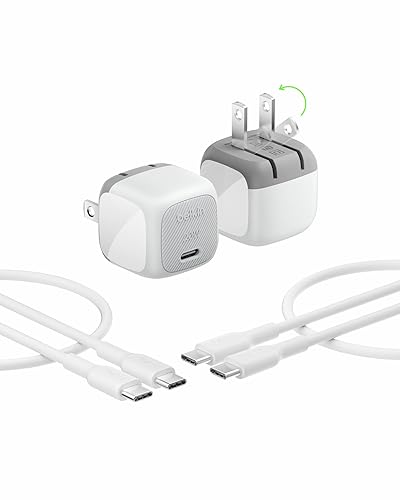 Belkin USB C Charger Block 20W (2 Pack) - USB C Cable Included - Fast Charging Block, Type C Wall Charger - Apple iPhone 17, Air, Pro, Samsung Galaxy
