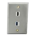 YinXiong Aluminum Metal Solid Style HDMI USB3.0 Wall Plate With Backside Female To Female Connector