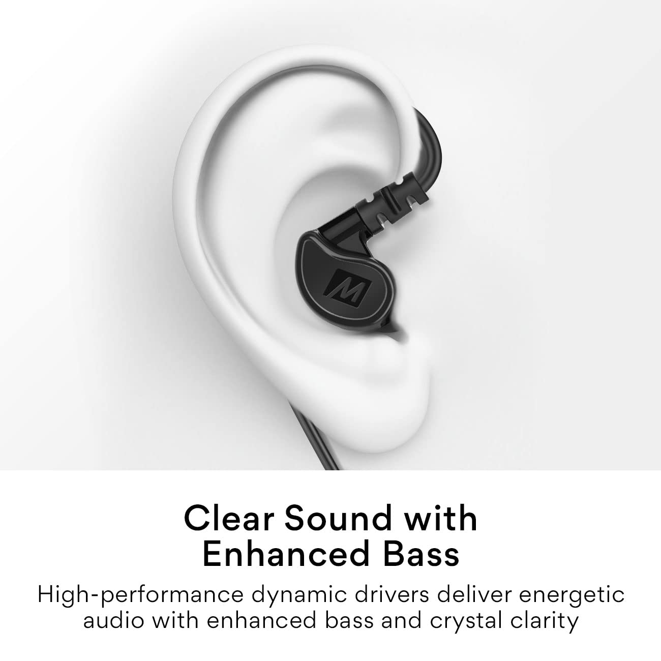MEE Audio M6 Sport Wired Earbuds, in Ear Headphones, 3-Button Remote, Sweatproof Earphones for Running/Gym/Workouts with Memory Wire Earhooks, Headset