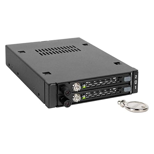 ICY DOCK Rugged Full Metal 2 x 2.5” SATA/SAS HDD & SSD Mobile Rack for External 3.5" Drive Bay with Key Lock & Thumb Screw Design | ToughArmor