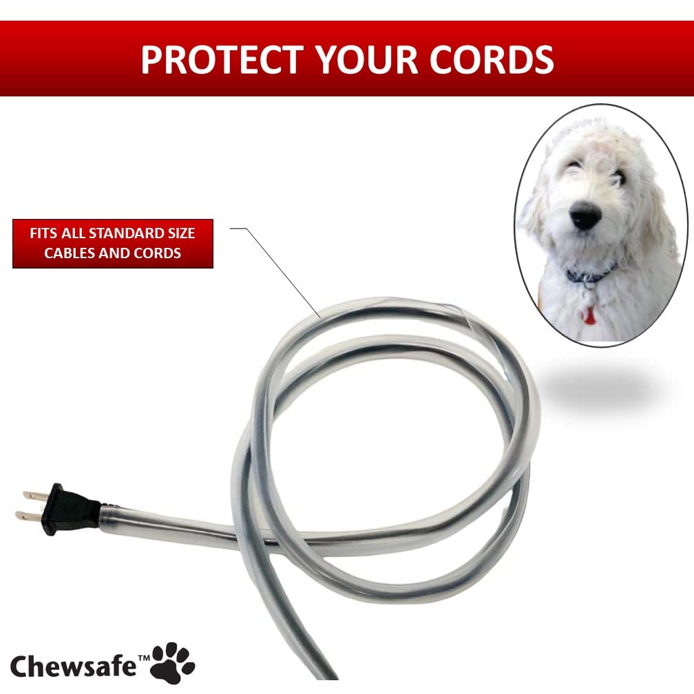 Chewsafe Pet Cord Cover Anti-Chew Cable Sleeve for Dogs, Cats, Rabbits - 2 Pcs 10ft - Non-Toxic Bitter Apple Infused Cable Protector, Pets, Bunny