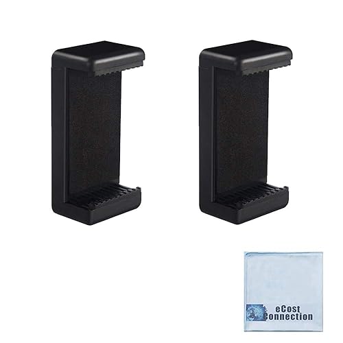 Acuvar Universal Tripod Smartphone Mounts with Dual Mounting Points for iPhone, Android, and All Smartphones up to 3.5" Wide + Microfiber Cloth (2