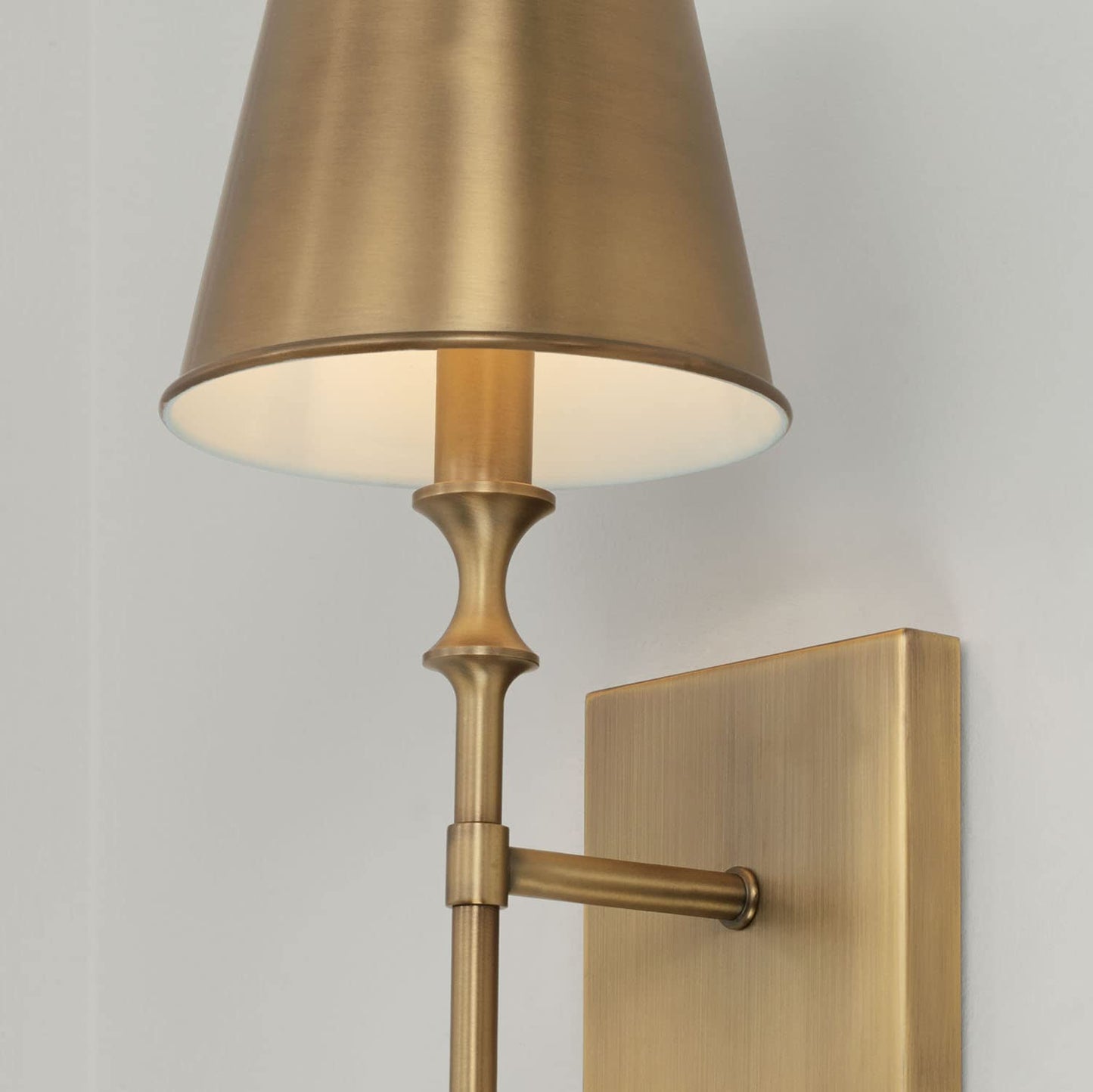 Capital Lighting 649711AD-708 Whitney Mid-Century Retro Vintage Metal Shade Torchiere Wall Sconce, 1-Light 60 Watt, 19" H x 7" W, Aged Brass