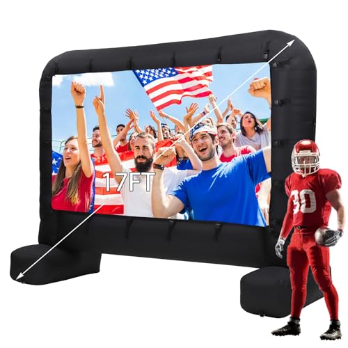 Hipicute Inflatable Movie Projector Screen 17Ft, Outdoor Movie Screen with Quiet Air Blower & Storage Bag, Supports Front/Rear Projection, Easy Setup