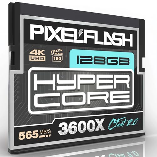 PixelFlash 128GB CFast 2.0 Card 3600X HyperCore 570MB/s SATA3 VPG180, CFast Card for DSLR Cinematic Video & Photo Cams Lab Tested, Certified Flash