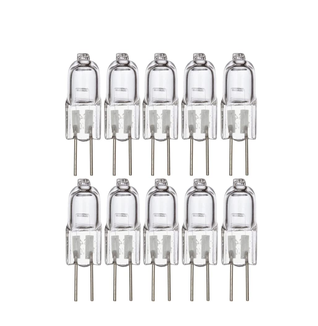 10 Pack 4mm Pin Spacing ONLY 10 Watt AC DC 12V Capsule T3 Light Bulb Replacement JC G4 2 Pin Base Halogen Kitchen Table Pendant Lamp 12 Volt 10W