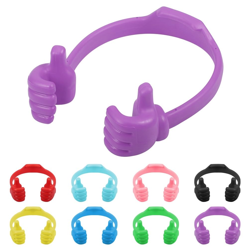 LucyPhy 8 Pack Thumbs up Cell Phone Holder, Adjustable Silicone Tablet Stand, Portable Desktop OK Stands Compatible with Smart Phones iPhone iPad