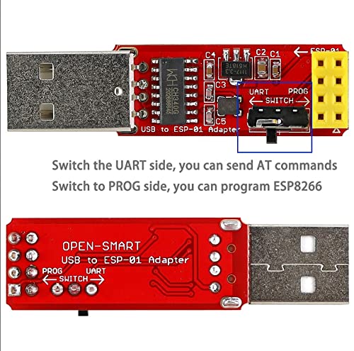 Wishiot 1pc ESP8266 ESP-01S 4MB Serial WiFi Wireless Transceiver Module + 1pc CH340G Programmer USB to ESP-01 Wireless Adapter Module 4.5-5.5V
