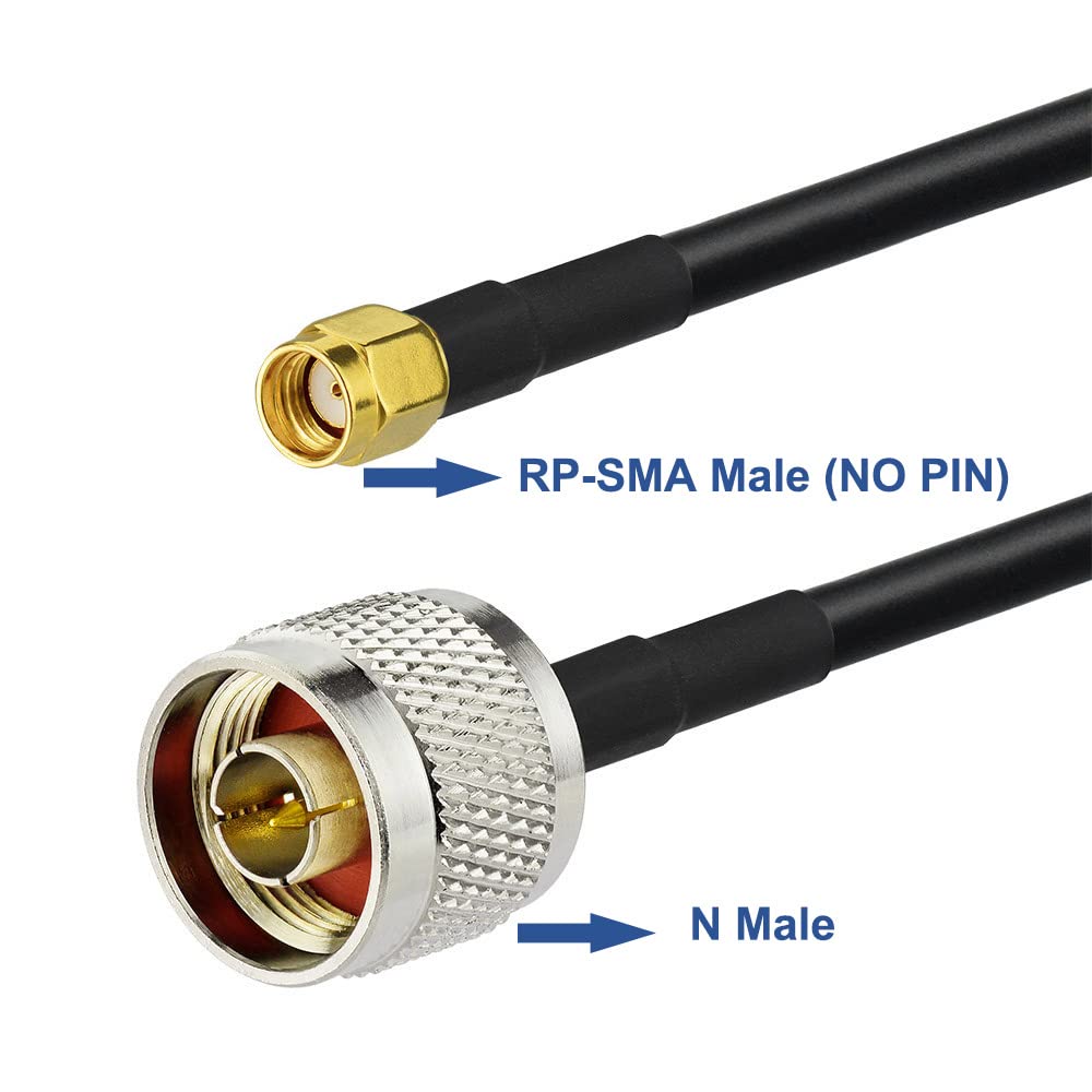 Eightwood RP-SMA Male with Female Pin to N Type Male Plug RG58 Coax Cable 3 feet