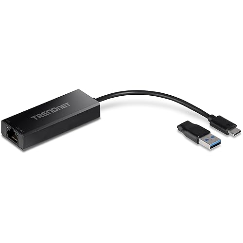 TRENDnet USB-C 3.1 to 2.5GBASE-T Ethernet Adapter, TUC-ET2G, NDAA & TAA Compliant, Windows & Mac Compatible, USB Type-C to USB-A Converter Included