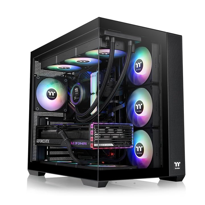 Thermaltake View 380 TG ARGB Black ATX Case; 4x120mm ARGB Fans Included; Supports Hidden-Connector Motherboard; Front & Side Dual Tempered Glass