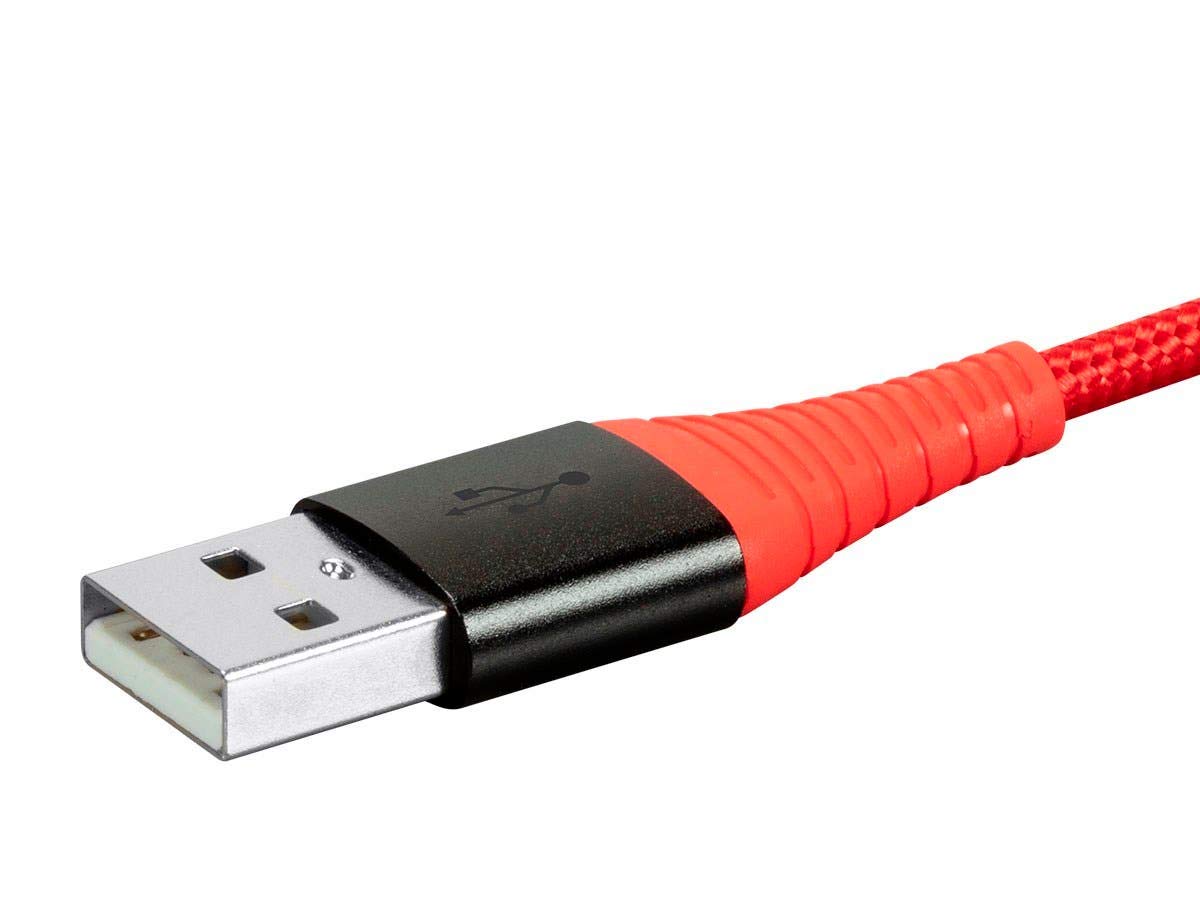 Monoprice Ultra Durable Nylon Braided MFi Certified Lightning to USB-A Charging Cable, 3 Feet, Red - Premium Series (Pack of 1)