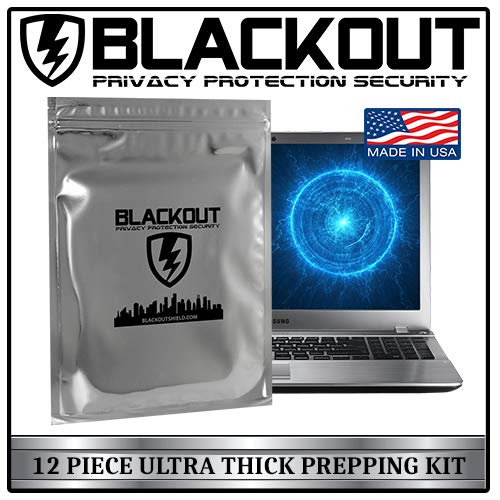 BLACKOUT Faraday Cage EMP Bags Premium Ultra Thick 12pc Prepping Kit Laptops Tablets Smartphones Hard Drives