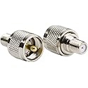 DHT Electronics 2PCS RF coaxial Coax Adapter F Female to UHF Male PL-259 Connector