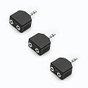 rgzhihuifz 3.5mm Headphone Y Splitter, Gold Plated 3.5mm 1/8 inch Male to Dual Female Stereo Jack Adapter Converter,3-Pack