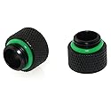 DZS Elec 2pcs Computer Water Cooling Extension Connector G1/4" Male to Female Extension Fitting, 10mm Black