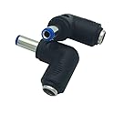 Traovien 2Pcs 5.5mm x 2.1mm Female to Male Plug 90 Degree Angle DC Power Converter Adapter for Universal Laptop Interface Power Cable Connector