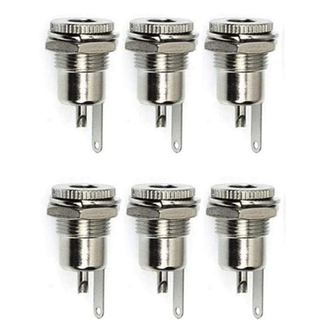 bnafes 6Pcs DC Power Jack Socket 5.5 x 2.1 mm 5A DC Power Jack Female Panel Mounting Connector Socket
