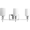 Progress Lighting Status Collection 3-Light Etched Linen Glass Coastal Bath Vanity Light Polished Chrome