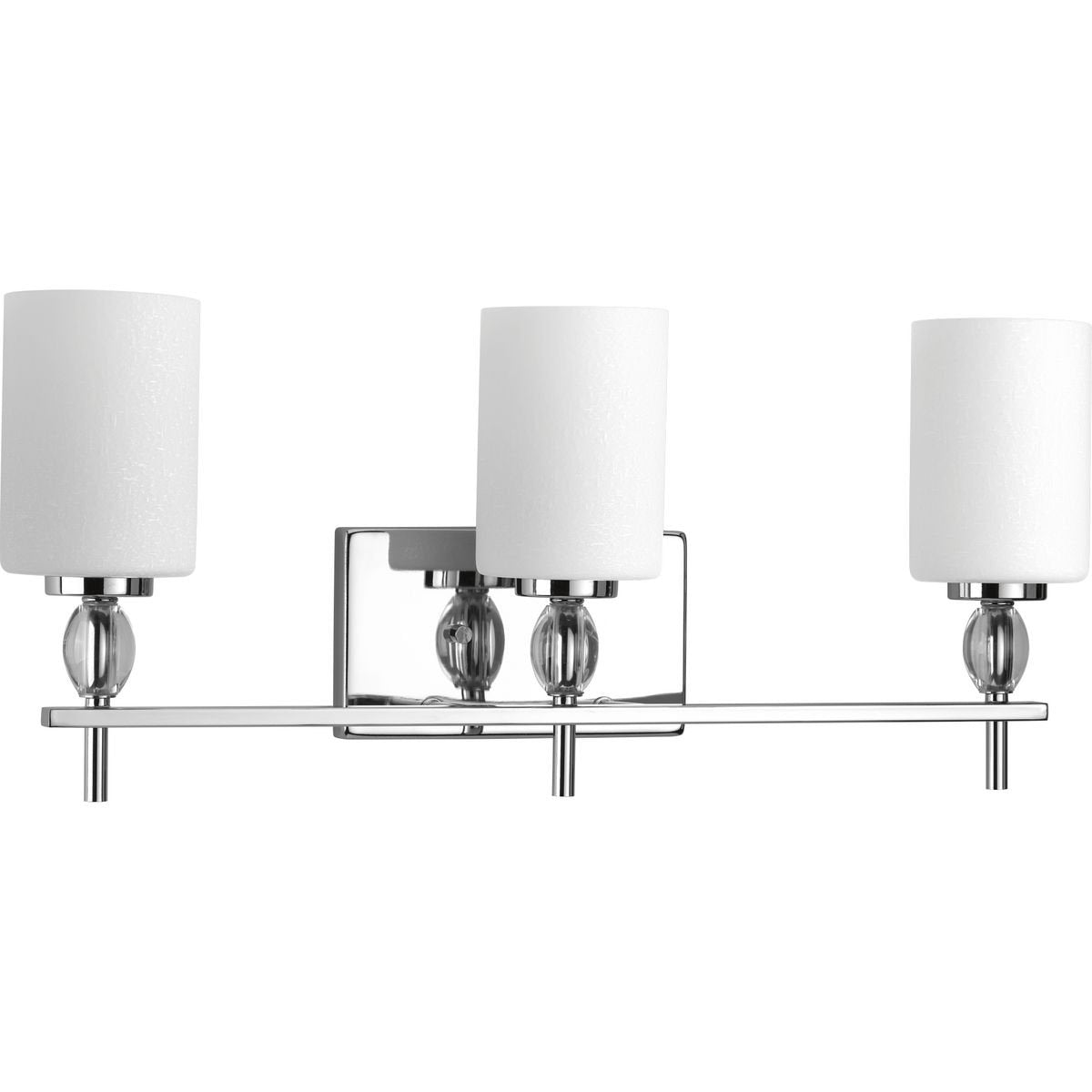 Progress Lighting Status Collection 3-Light Etched Linen Glass Coastal Bath Vanity Light Polished Chrome