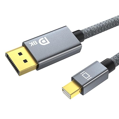 QCEs 8K Mini DisplayPort to Displayport 1.4 Cable 6.6Ft, Thunderbolt to DP Cable 8K@60Hz 4K@144Hz Thunderbolt 2(Video Output) Compatible with MacBook